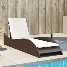 Synthetic rattan sun lounger with brown cushion 60x205x73 cm by , Loungers - Ref: Foro24-368279, Price: 156,22 €, Discount: %