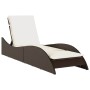 Tumbona con cojín ratán sintético marrón 60x205x73 cm de , Tumbonas - Ref: Foro24-368279, Precio: 159,14 €, Descuento: %