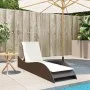 Synthetic rattan sun lounger with brown cushion 60x205x73 cm by , Loungers - Ref: Foro24-368279, Price: 156,22 €, Discount: %