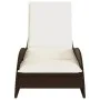 Tumbona con cojín ratán sintético marrón 60x205x73 cm de , Tumbonas - Ref: Foro24-368279, Precio: 156,22 €, Descuento: %