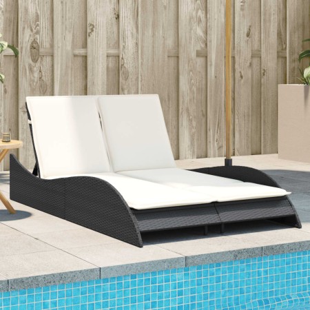 Tumbona con cojines ratán sintético negro 114x205x73 cm de , Tumbonas - Ref: Foro24-368287, Precio: 240,27 €, Descuento: %