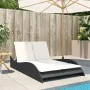 Sun lounger with black synthetic rattan cushions 114x205x73 cm by , Loungers - Ref: Foro24-368287, Price: 244,83 €, Discount: %