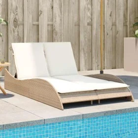 Liegestuhl mit beigen synthetischen Rattankissen 114x205x73 cm von , Liegen - Ref: Foro24-368291, Preis: 291,76 €, Rabatt: %