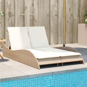 Tumbona con cojines ratán sintético beige 114x205x73 cm de , Tumbonas - Ref: Foro24-368291, Precio: 251,18 €, Descuento: %