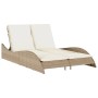Tumbona con cojines ratán sintético beige 114x205x73 cm de , Tumbonas - Ref: Foro24-368291, Precio: 251,18 €, Descuento: %