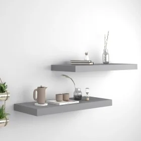 Estante flotante pared 2 uds gris MDF 60x23,5x3,8 cm de vidaXL, Estantes y estanterías - Ref: Foro24-323854, Precio: 34,12 €,...