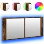 Armario de baño con espejo y luz LED roble ahumado 100x12x45 cm de , Tocadores de baño - Ref: Foro24-834959, Precio: 90,44 €,...