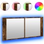 Armario de baño con espejo y luz LED roble ahumado 100x12x45 cm de , Tocadores de baño - Ref: Foro24-834959, Precio: 90,59 €,...