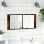 Armario de baño con espejo y luz LED roble ahumado 100x12x45 cm de , Tocadores de baño - Ref: Foro24-834959, Precio: 90,44 €,...