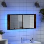Armario de baño con espejo y luz LED roble ahumado 100x12x45 cm de , Tocadores de baño - Ref: Foro24-834959, Precio: 90,59 €,...
