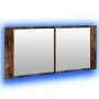 Armario de baño con espejo y luz LED roble ahumado 100x12x45 cm de , Tocadores de baño - Ref: Foro24-834959, Precio: 90,44 €,...