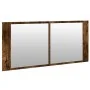 Armario de baño con espejo y luz LED roble ahumado 100x12x45 cm de , Tocadores de baño - Ref: Foro24-834959, Precio: 90,44 €,...