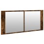 Armario de baño con espejo y luz LED roble ahumado 100x12x45 cm de , Tocadores de baño - Ref: Foro24-834959, Precio: 90,59 €,...