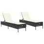 Tumbonas con cojines 2 unidades ratán sintético negro de , Tumbonas - Ref: Foro24-3261587, Precio: 291,15 €, Descuento: %
