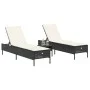Tumbonas con cojines 2 unidades ratán sintético negro de , Tumbonas - Ref: Foro24-3261587, Precio: 291,15 €, Descuento: %