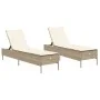 Tumbonas con cojines 2 unidades ratán sintético beige de , Tumbonas - Ref: Foro24-3261591, Precio: 314,98 €, Descuento: %