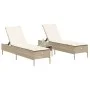 Tumbonas con cojines 2 unidades ratán sintético beige de , Tumbonas - Ref: Foro24-3261591, Precio: 314,98 €, Descuento: %