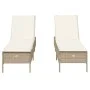 Tumbonas con cojines 2 unidades ratán sintético beige de , Tumbonas - Ref: Foro24-3261591, Precio: 314,98 €, Descuento: %