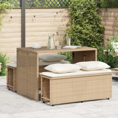 Set comedor de jardín 3 pzas con cojines ratán sintético beige de , Conjuntos de jardín - Ref: Foro24-4003906, Precio: 251,16...