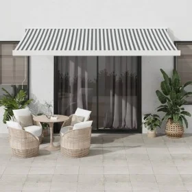 Retractable aluminum awning with anthracite gray and white fabric, 4.5x3 m. by , Awnings - Ref: Foro24-3216136, Price: 737,54...