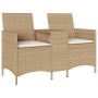 Sofá de jardín 2 plazas con mesa y cojines ratán PE beige de , Sofás de exterior - Ref: Foro24-4003888, Precio: 143,37 €, Des...
