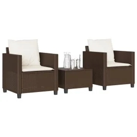 Gartenstühle und Tischchen mit Kissen, 3-teilig, aus braunem PE-Rattan. von , Gartensets - Ref: Foro24-4003897, Preis: 237,03...