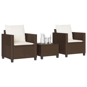 Sillas y mesita de jardín con cojines 3 piezas ratán PE marrón de , Conjuntos de jardín - Ref: Foro24-4003897, Precio: 236,75...
