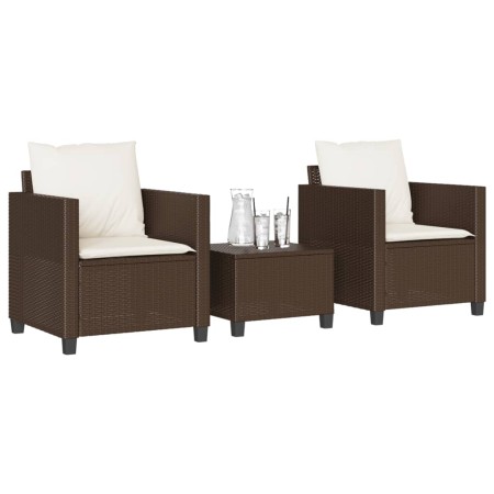 Sillas y mesita de jardín con cojines 3 piezas ratán PE marrón de , Conjuntos de jardín - Ref: Foro24-4003897, Precio: 236,75...