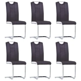 Sillas voladizas de comedor 6 unidades cuero sintético marrón de , Sillas de comedor - Ref: Foro24-278834, Precio: 375,57 €, ...