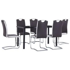 Juego de comedor 7 piezas cuero sintético marrón de , muebles para cocinas y comedores - Ref: Foro24-3053029, Precio: 547,36 ...