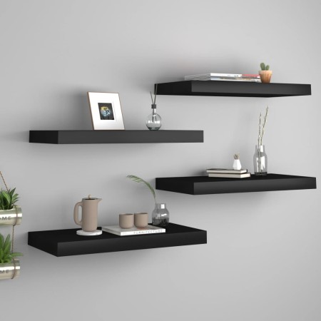 Estantes flotantes de pared 4 uds negro MDF 50x23x3,8 cm de vidaXL, Estantes y estanterías - Ref: Foro24-323831, Precio: 54,4...