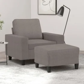 Sillón con taburete tela gris taupe 60 cm de , Sofás - Ref: Foro24-3201150, Precio: 238,41 €, Descuento: %
