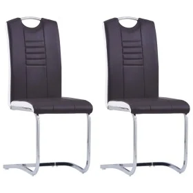 Sillas de comedor voladizas 2 unidades cuero sintético marrón de , Sillas de comedor - Ref: Foro24-281775, Precio: 139,43 €, ...