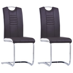 Sillas de comedor voladizas 2 unidades cuero sintético marrón de , Sillas de comedor - Ref: Foro24-281775, Precio: 134,43 €, ...