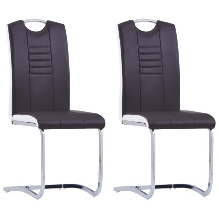 Sillas de comedor voladizas 2 unidades cuero sintético marrón de , Sillas de comedor - Ref: Foro24-281775, Precio: 134,43 €, ...