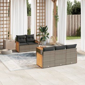Set de muebles de jardín 6 pzas y cojines ratán sintético gris en Conjuntos de jardín | Comprar online en Foru.es