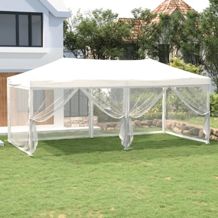 Carpa para fiestas plegable con paredes laterales blanca 3x6 m de , Carpas y cenadores - Ref: Foro24-93552, Precio: 190,54 €,...