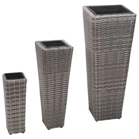 Conjunto de arriates 3 piezas ratán sintético gris de , Maceteros y jardineras - Ref: Foro24-45424, Precio: 87,69 €, Descuent...