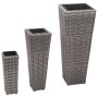 Conjunto de arriates 3 piezas ratán sintético gris de , Maceteros y jardineras - Ref: Foro24-45424, Precio: 89,21 €, Descuent...