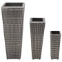 Conjunto de arriates 3 piezas ratán sintético gris de , Maceteros y jardineras - Ref: Foro24-45424, Precio: 89,21 €, Descuent...