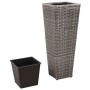 Conjunto de arriates 3 piezas ratán sintético gris de , Maceteros y jardineras - Ref: Foro24-45424, Precio: 89,21 €, Descuent...