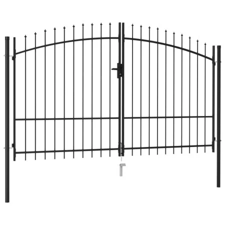 Cancel with double gate fence with black steel spikes 3x1.75 m by , garden gates - Ref: Foro24-145737, Price: 270,44 €, Disco...