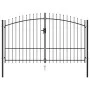 Cancel with double gate fence with black steel spikes 3x1.75 m by , garden gates - Ref: Foro24-145737, Price: 270,44 €, Disco...