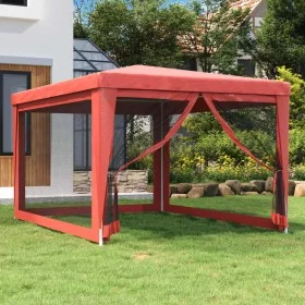 Carpa para fiestas con 4 paredes de malla HDPE rojo 3x4 m de , Carpas y cenadores - Ref: Foro24-319235, Precio: 98,87 €, Desc...