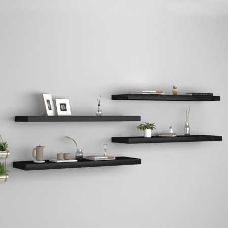 Estantes flotantes de pared 4 uds MDF negro 90x23,5x3,8 cm de vidaXL, Estantes y estanterías - Ref: Foro24-323840, Precio: 76...