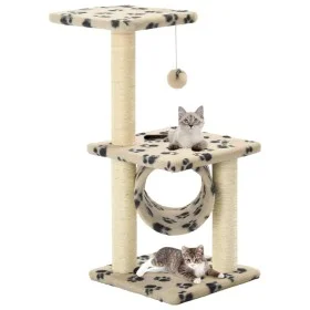 Rascador para gatos con poste de sisal 65 cm huellas beige de , Mobiliario para gatos - Ref: Foro24-170549, Precio: 36,72 €, ...