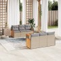 Set sofás de jardín 7 piezas y cojines ratán sintético beige en Conjuntos de jardín | Comprar online en Foru.es