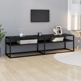 Mueble de TV vidrio templado color mármol negro 160x40x40,5 cm de , Muebles TV - Ref: Foro24-331721, Precio: 91,43 €, Descuen...