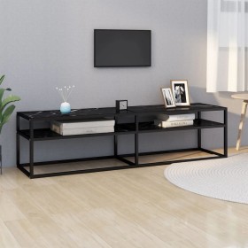 Mueble de TV vidrio templado color mármol negro 160x40x40,5 cm de , Muebles TV - Ref: Foro24-331721, Precio: 92,75 €, Descuen...