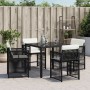 Sillas de jardín con cojines 4 unidades ratán sintético negro de , Sillas de jardín - Ref: Foro24-365034, Precio: 191,20 €, D...